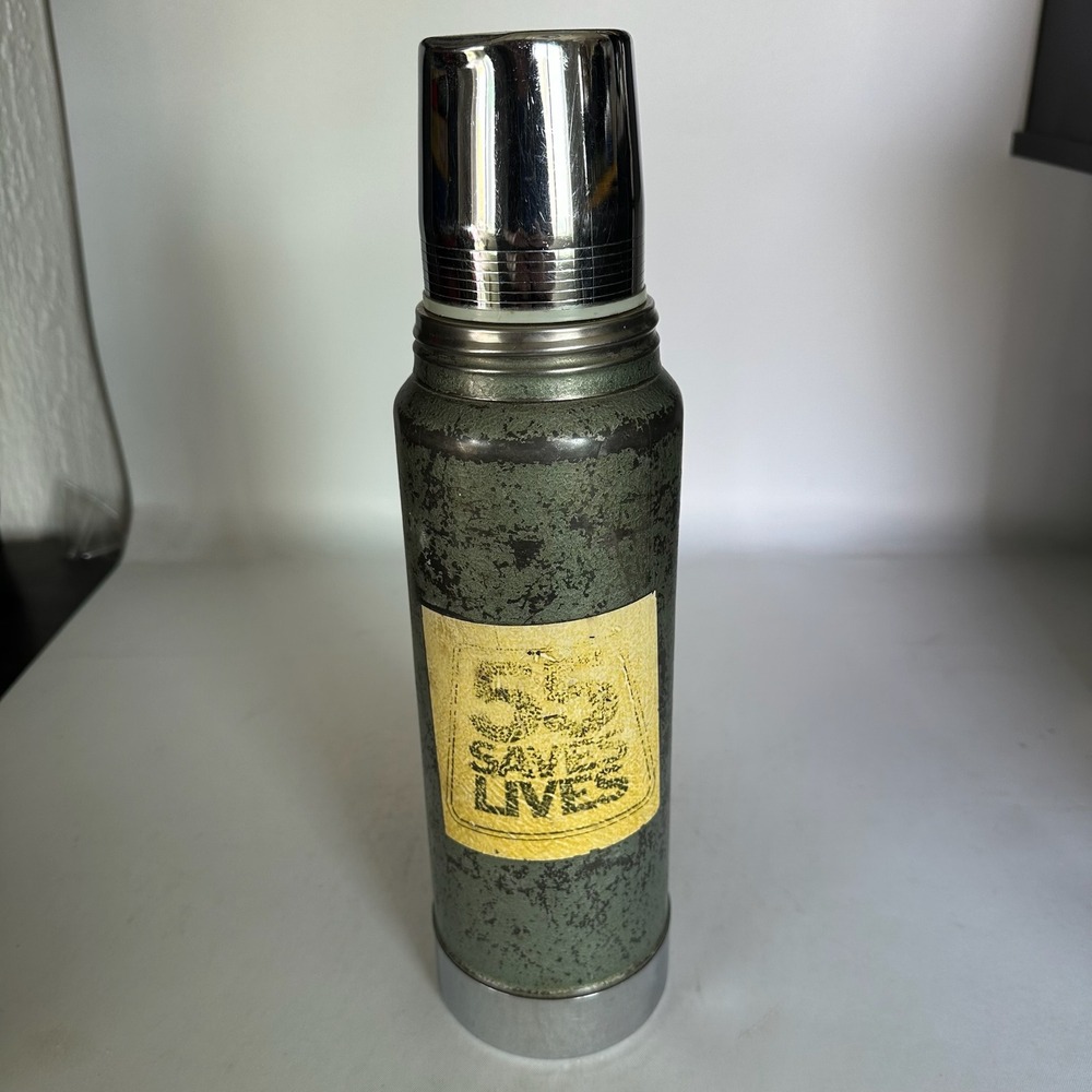 Vintage Aladdin Stanley 1 Quart Vacuum Bottle Thermos A-944C Hammertone Green